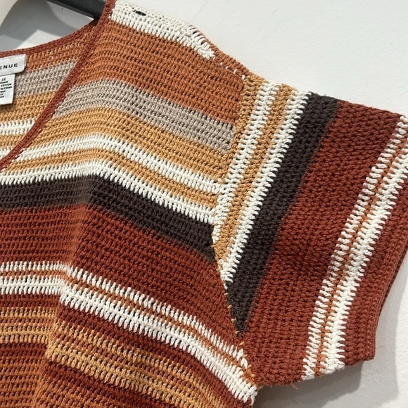 Avenue women’s plus size crochet open knit short sleeve top pumpkin spice 3X - Picture 7 of 8